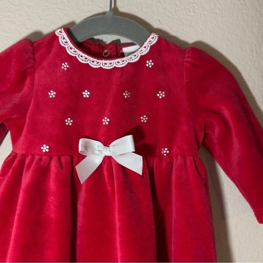 Little Me Red Velour Dress